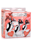 Booty Sparks Gemstones Red Jasper Hearts Anal Plug - Metal/Red - 3 Pieces/Set