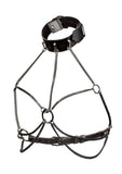 Euphoria Collection Multi Chain Collar Harness - Black - Plus Size/Queen
