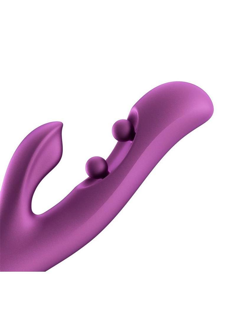Gem Pressure Sensing App-Controlled Twin Balls Rabbit Vibrator - Gold/Purple
