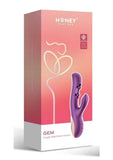 Gem Pressure Sensing App-Controlled Twin Balls Rabbit Vibrator - Gold/Purple