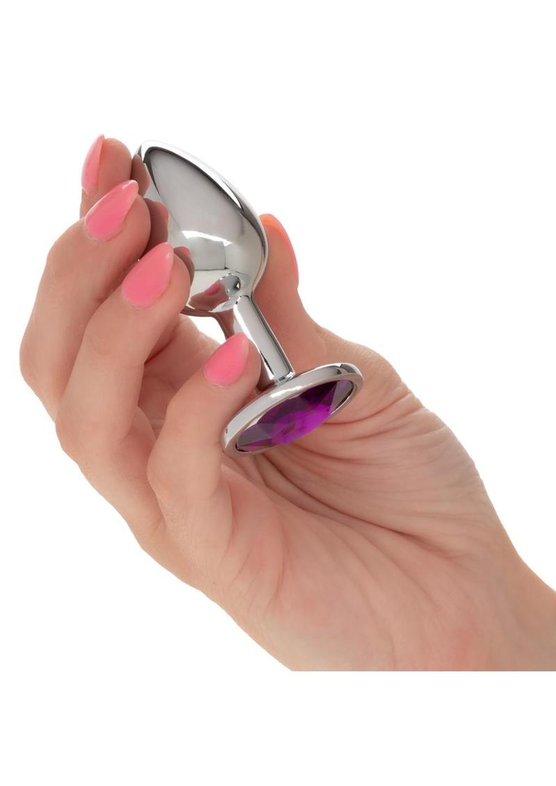 Jewel Amethyst Aluminum Anal Plug - Metal/Purple - Small