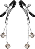 Master Series Ornament Adjustable Nipple Clamps W/ Jewel Accents - Black/Clear