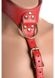 Strict Female Chest Harness - Metal/Red - Medium/Small