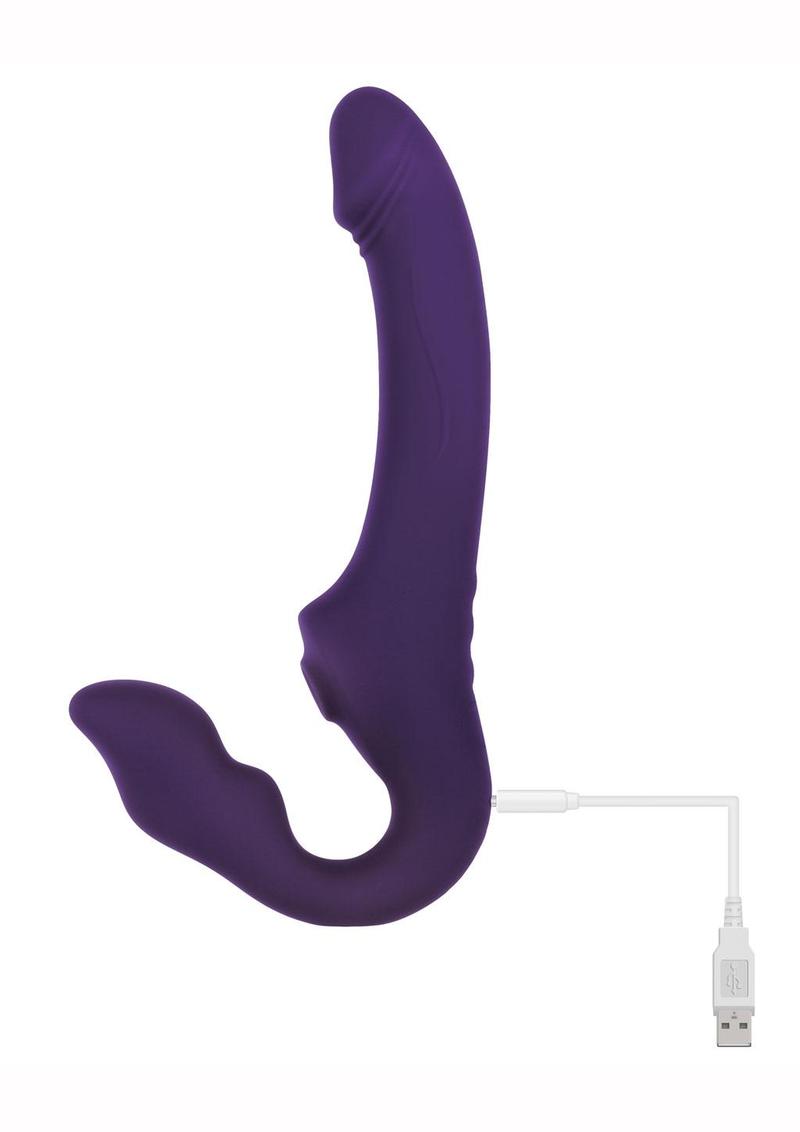 2 Become 1 Rechargeable Silicone Vibrator with Remote Control - Purple