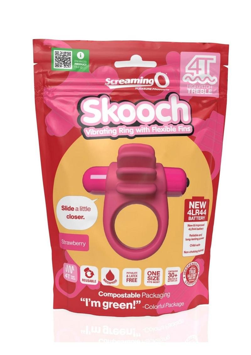 4t Skooch Vibrating Cock Ring with Clitoral Stimulator - Red/Strawberry