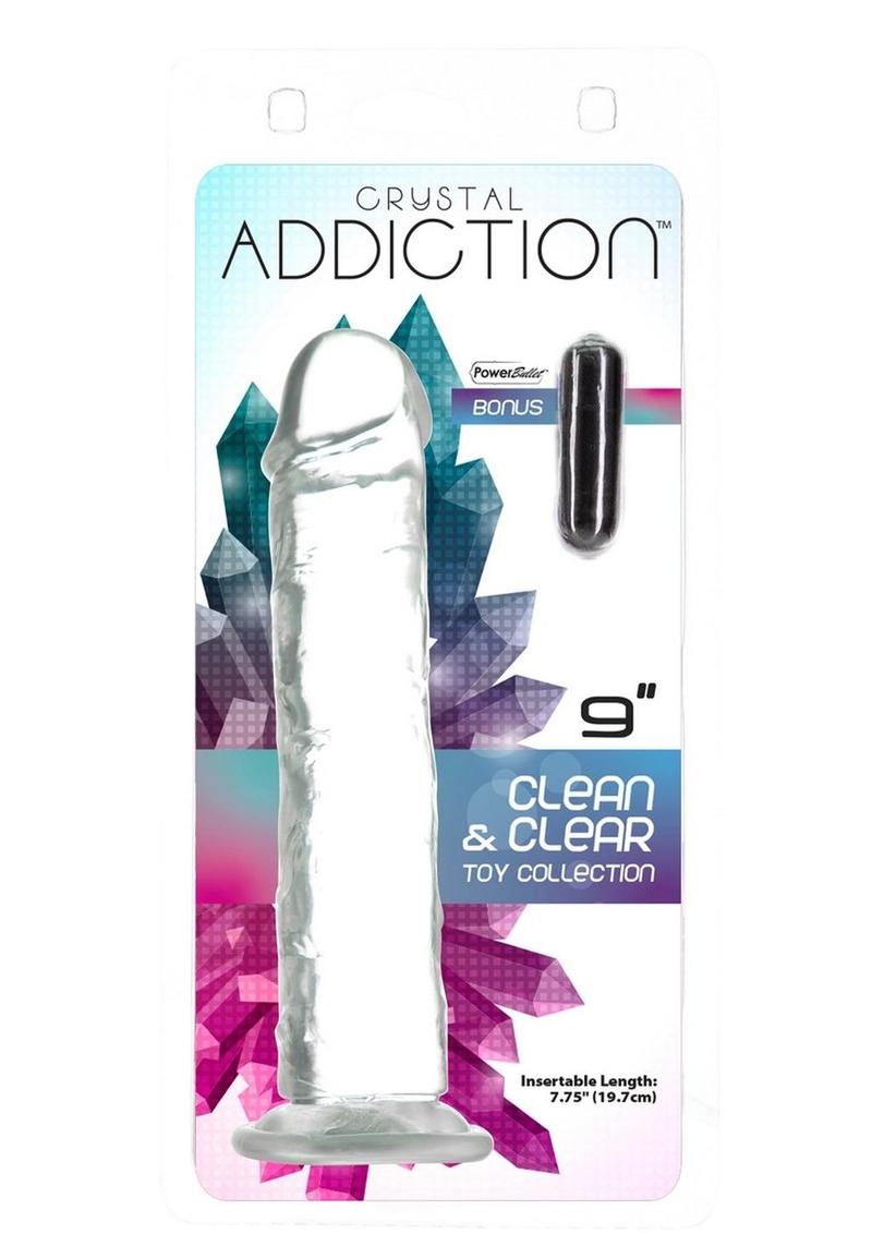 Addiction Crystal Addiction Vibrating Vertical Dong - Clear - 9in