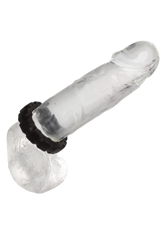 Alpha Liquid Silicone Prolong Tread Cock Ring - Black