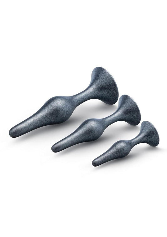 Anal Adventures Matrix Genesis Plug Kit Silicone Anal Plug Set - Stellar - Silver