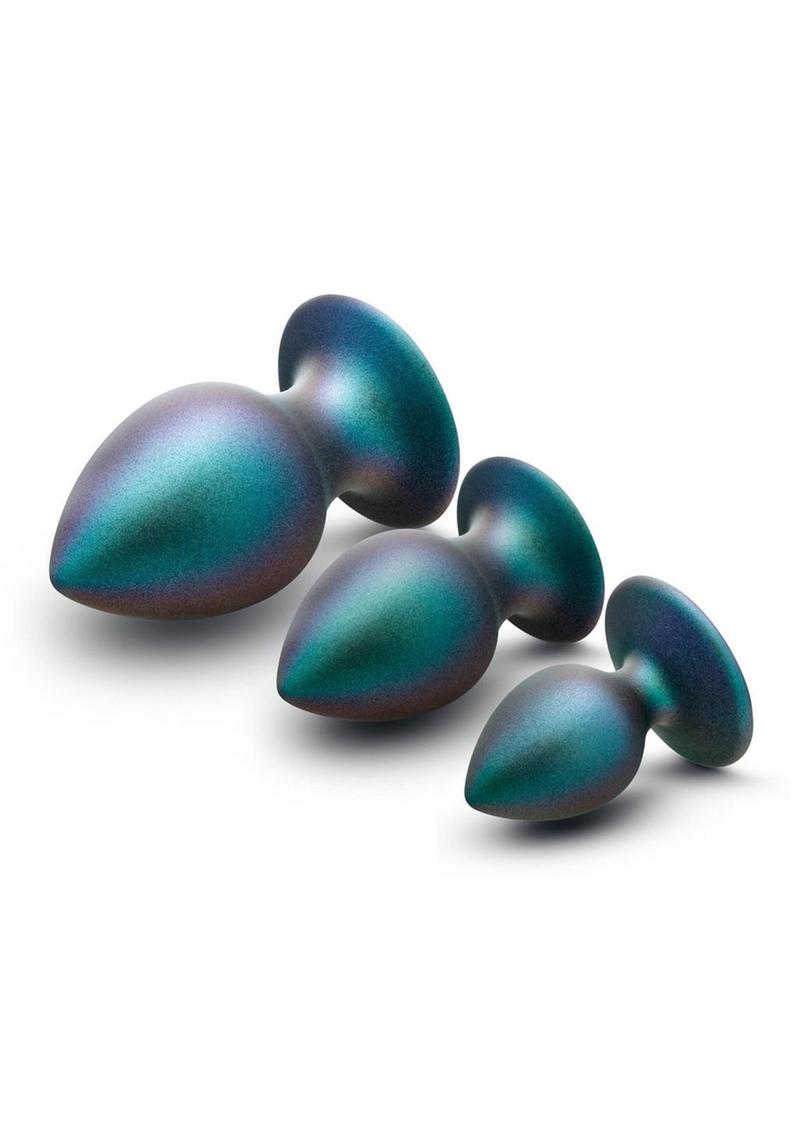 Anal Adventures Matrix Metaverse Plug Kit Silicone Anal Plug Set - Dark Millenium - Blue