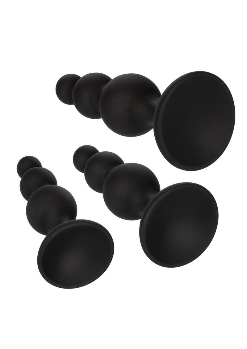 Anal Toys Silicone Beaded Anal Kit - Black