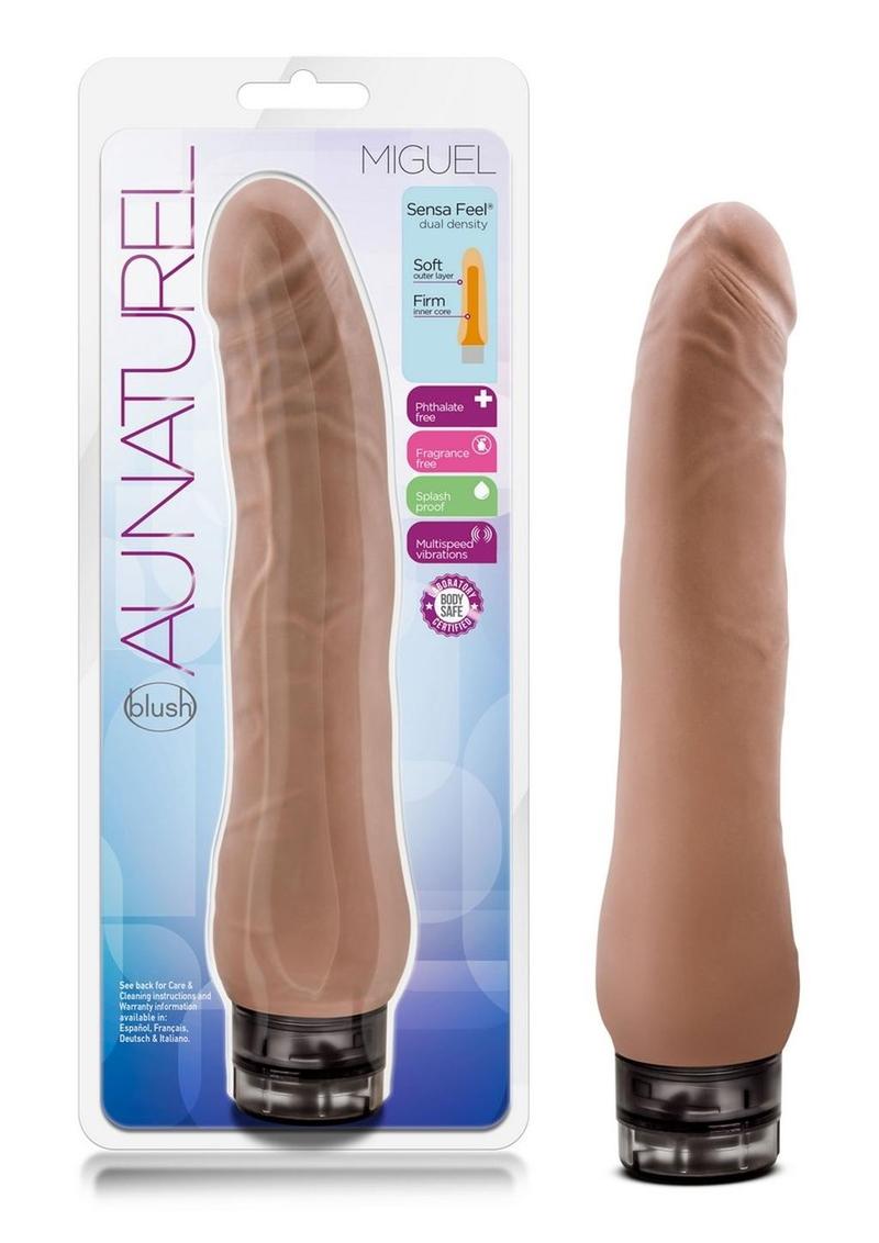 Au Naturel Miguel Vibrating Dildo - Caramel - 10in