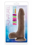 Au Naturel Mister Perfect Dildo with Balls - Chocolate - 8.5in