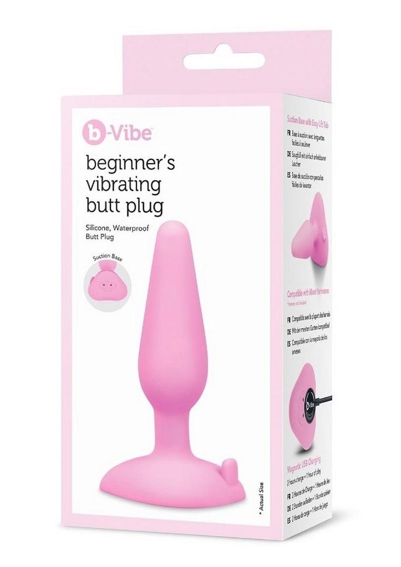 B-Vibe Beginner's Vibrating Rechargeable Silicone Butt Plug - Pink