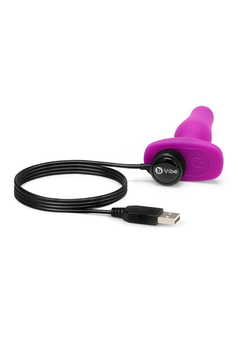 B-Vibe Novice Plug Rechargeable Silicone Anal Plug with Remote Control - Fuchsia/Pink