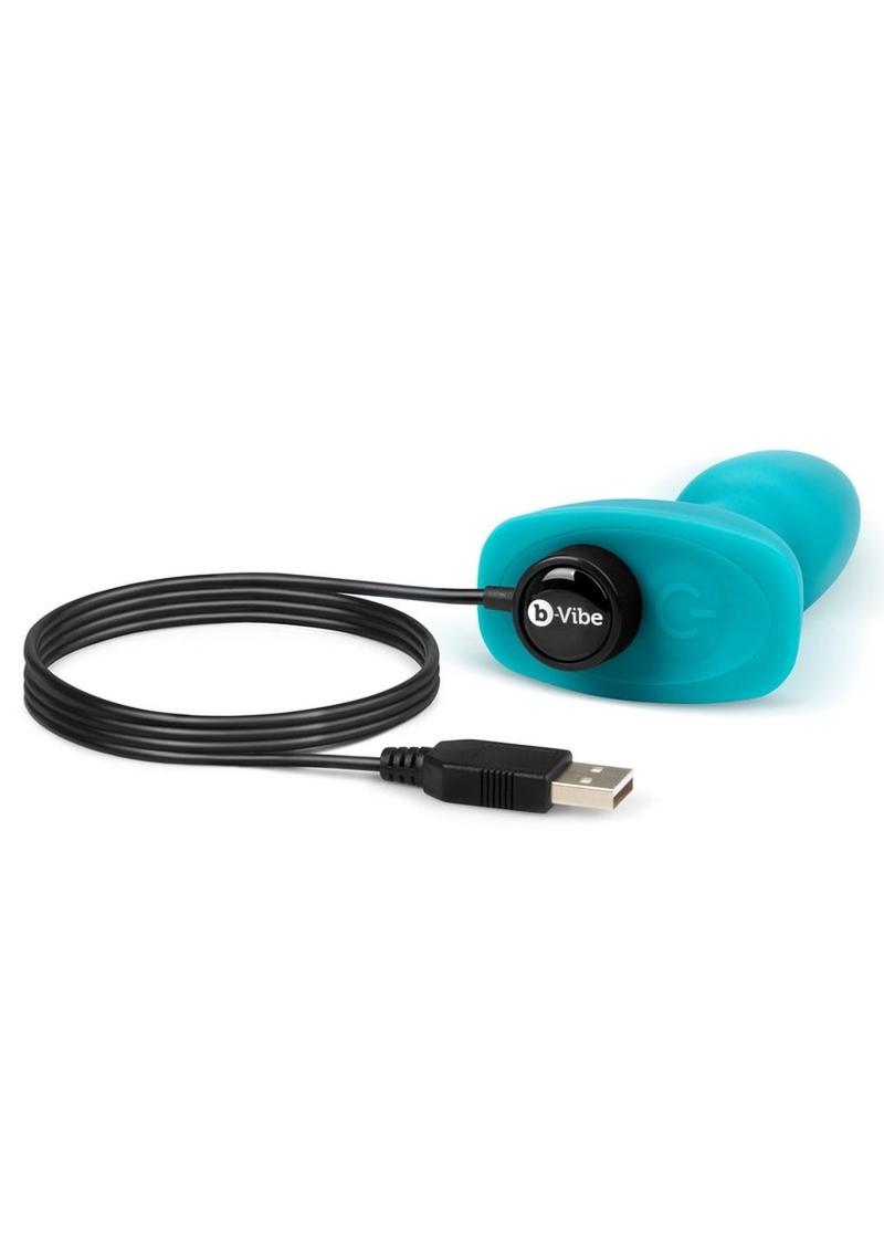 B-Vibe Rimming Petite Rechargeable Silicone Anal Plug with Remote Control - Teal