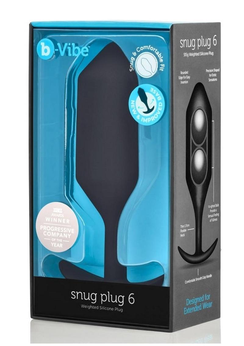 B-Vibe Snug Plug 6 Silicone Weighted Anal Plug - Black