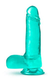 B Yours Plus Rock N' Roll Realistic Dildo with Balls - Teal - 7.25in