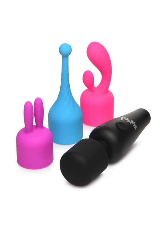 Bang! 10x Mini Wand Set Rechargeable Silicone Vibrator with 3 Attachments - Assorted Colors