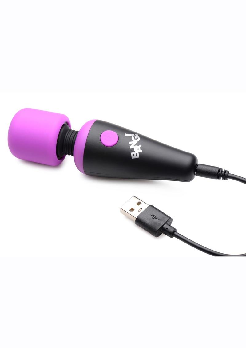 Bang! 10x Vibrating Mini Rechargeable Silicone Wand Massager - Purple