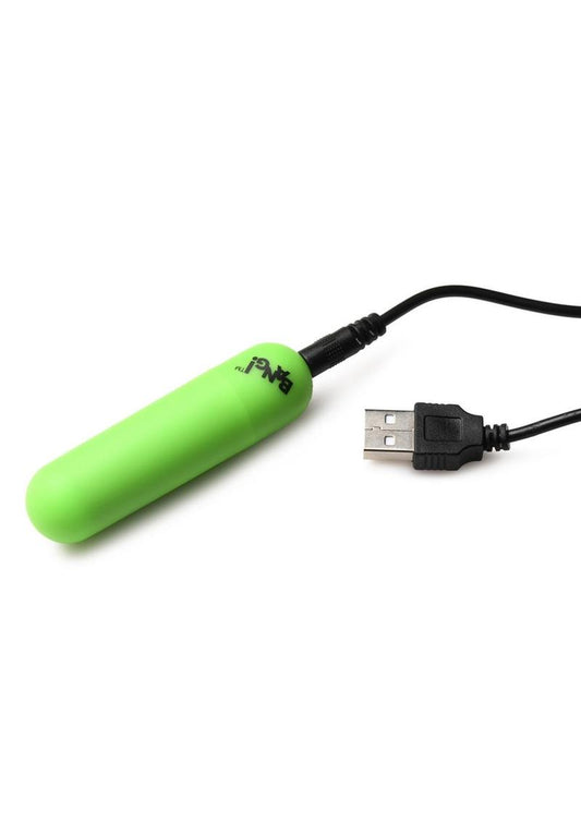 Bang! 28x Glow In The Dark Rechargeable Silicone Bullet with Remote - Green