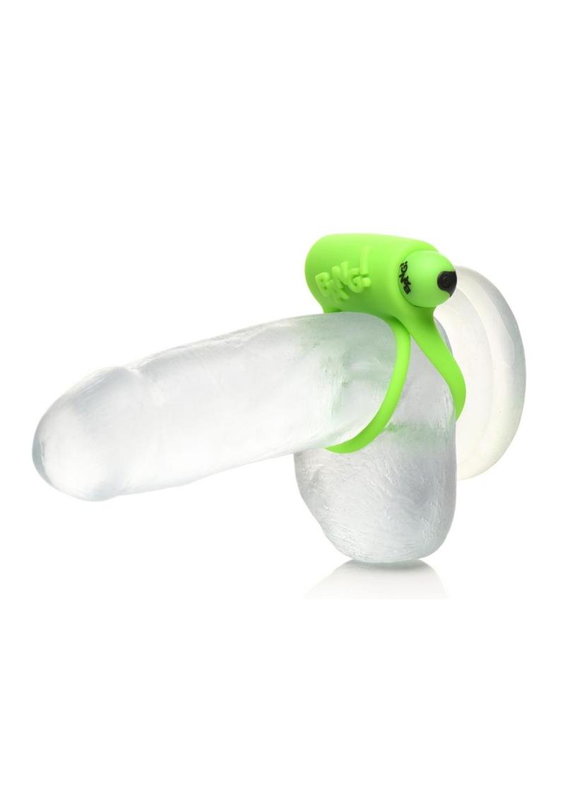 Bang! 28x Glow In The Dark Rechargeable Silicone Cock Ring with Remote - Green