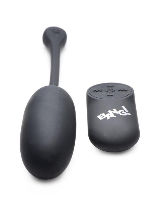 Bang! 28x Plush Silicone Rechargeable Egg with Remote Control - Black