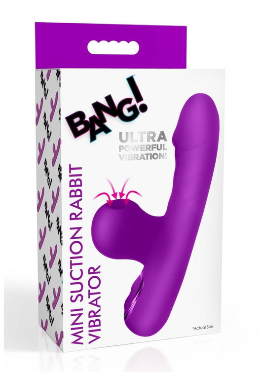 Bang! Mini Suction Rabbit Silicone Rechargeable Vibrator - Purple