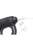 Bang! Silicone Rechargeable Cock Ring and Bullet with Remote Control - Black