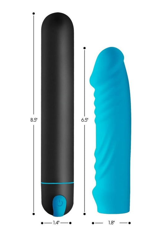 Bang! XL Bullet and Ribbed Silicone Sleeve - Blue - Set