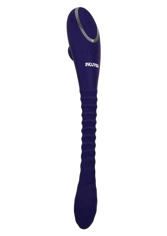 Bendable Sucker Dual End Silicone Rechargeable Vibrator - Purple