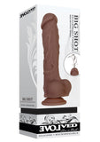 Big Shot Rechargeable Silicone Vibrating Squirting Dong with Balls - Chocolate - 8in