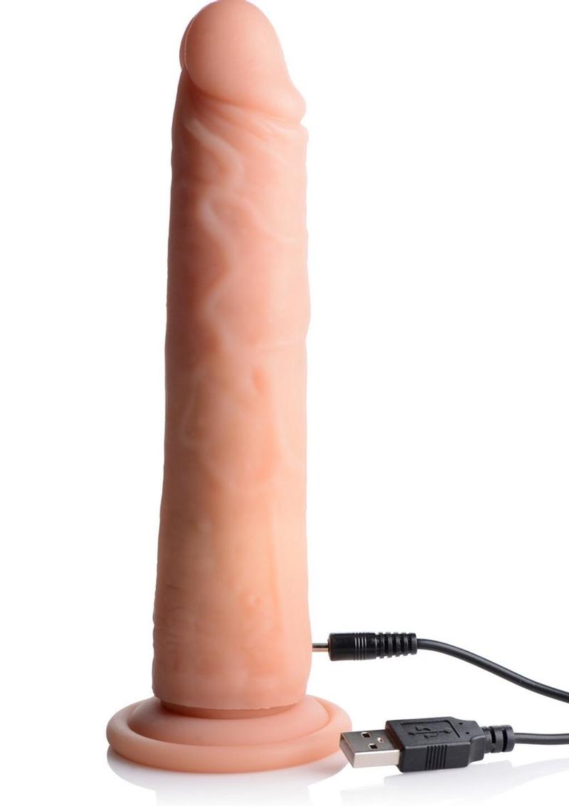 Big Shot Silicone Vibrating and Twirling Remote Control Rechargeable Dildo - Vanilla - 8in