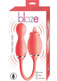 Blaze Exciter Rechargeable Silicone Dual Stimulating Vibrator - Coral/Orange