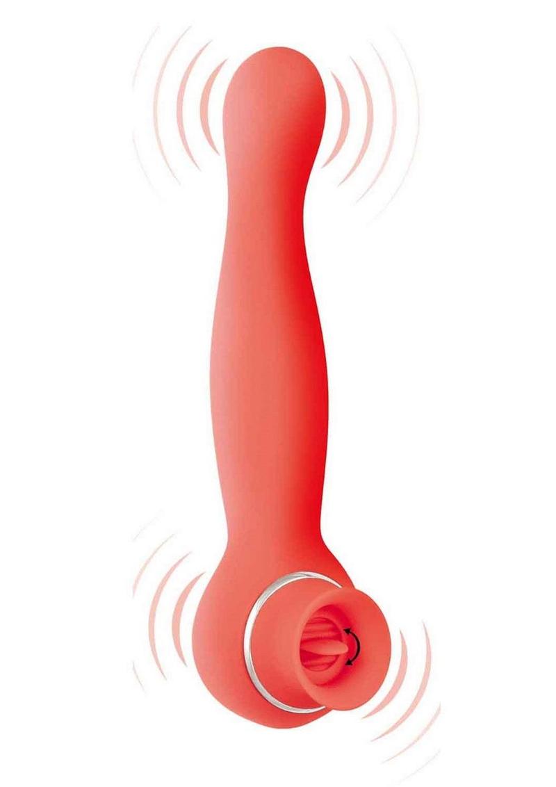 Blaze Luscious Licker Rechargeable Silicone Dual End Vibrator - Coral/Pink