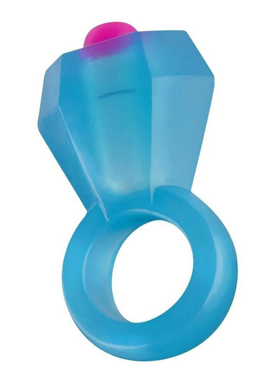 Bling Pop Vibrating Cock Ring - Blue