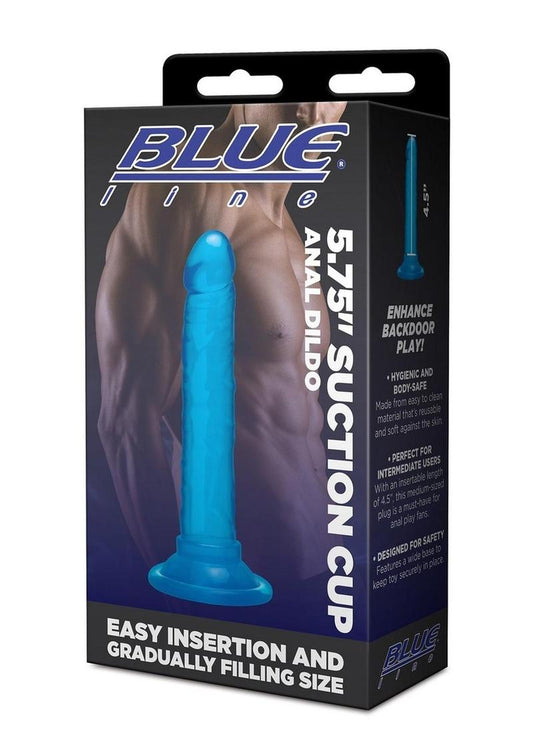 Blue Line Suction Cup Anal Dildo - Blue - 5.75in