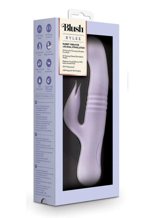 Blush Rylee Rechargeable Silicone Rabbit Vibrator - Lavender