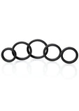 Boneyard Silicone Ring Cock Rings Full Range Kit - Black - 5 Piece Kit