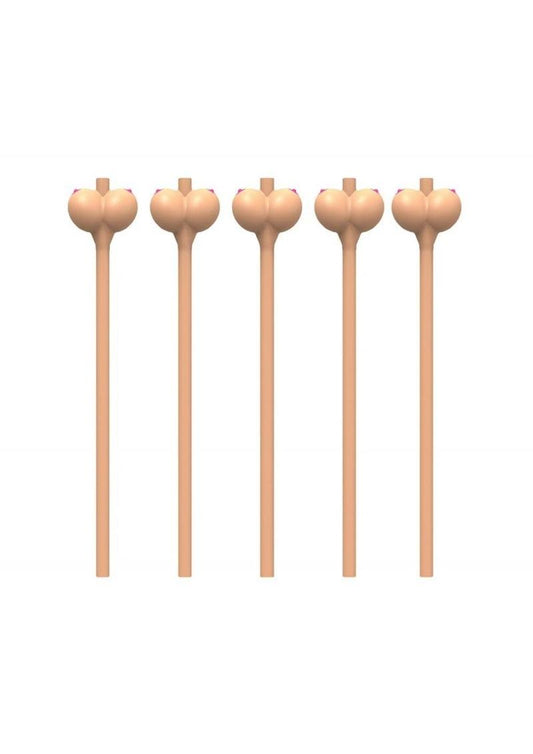 Boobylicious Boobie Party Straws - Flesh/Tan - 6 Per Pack