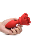 Booty Sparks 28x Rechargeable Silicone Vibrating Rose Anal Plug with Remote Control - Red - Medium