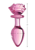 Booty Sparks Pink Rose Glass Anal Plug - Pink - Large