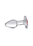 Booty Sparks Red Heart Glass Anal Plug - Clear/Red - Small