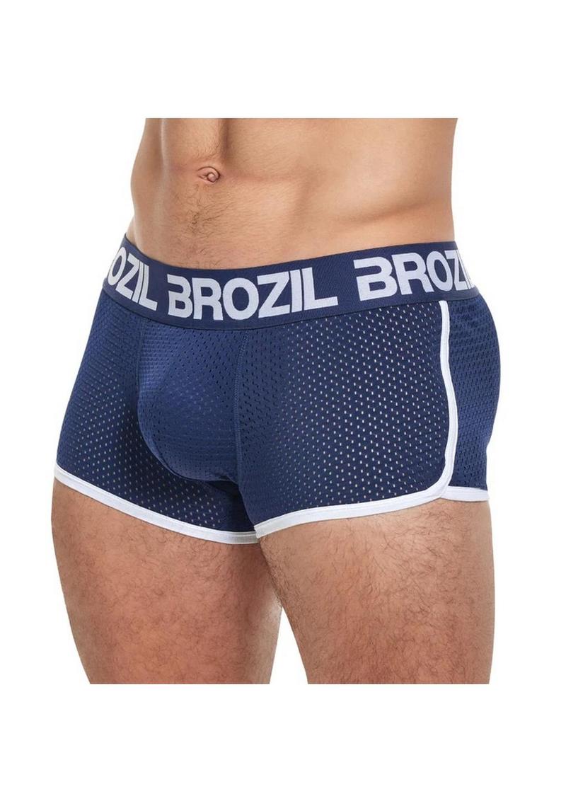 Brozil Ultra Glute and Bulge Enhancing Mesh Trunk - Blue/Navy Blue - Large/XLarge