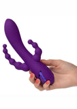 California Dreaming Long Beach Bootylicious Rechargeable Silicone Dual Penetrating Rabbit Vibrator - Purple