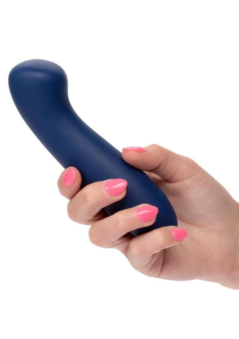 Cashmere Satin G Rechargeable Silicone G-Spot Vibrator with Clitoral Stimulator - Blue