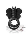 Charged Monarch USB Rechargeable Butterfly Vibe Silicone Cock Ring Waterproof - Black