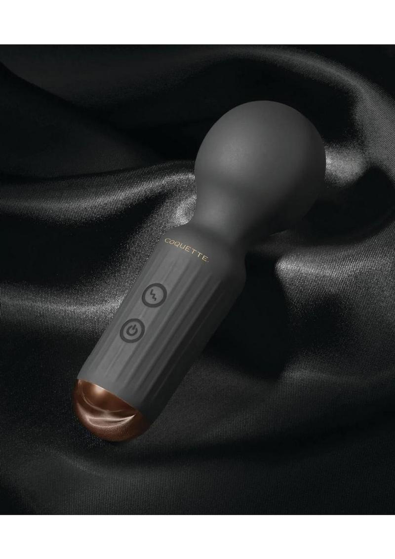 Coquette The Small Wonder Rechargeable Silicone Mini Wand - Black/Gold