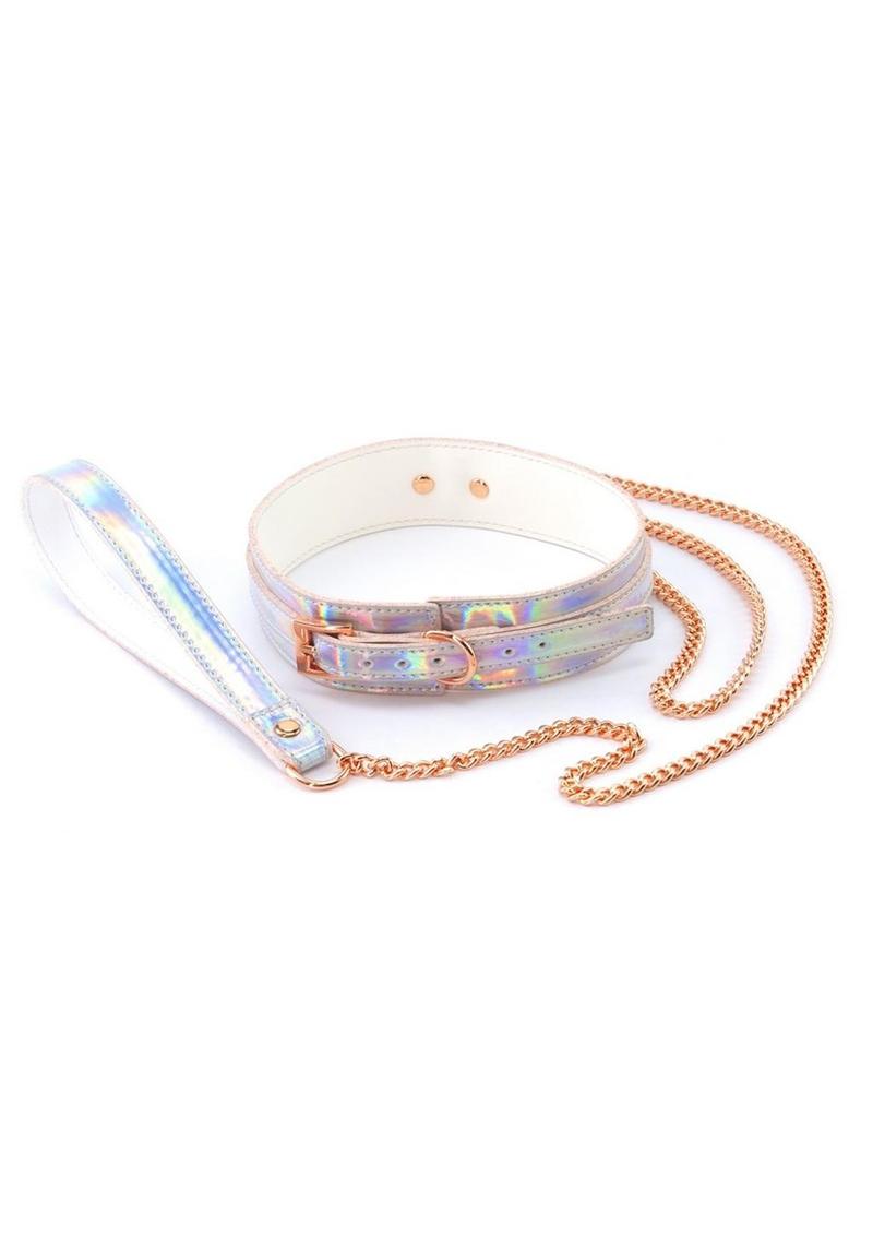 Cosmo Bondage Collar and Leash - Multicolor/Rainbow