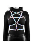 Cosmo Harness Risque Chest Harness - Multicolor/Rainbow - Large/XLarge