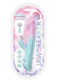 Cotton Candy Jawbreaker Rechargeable Silicone Vibrator with Clitoral Stimulator - Aqua/Blue/Fuschia/Pink